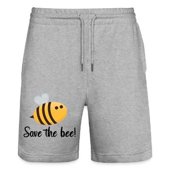 Save the bee! - Stanley/Stella Trainer Unisex Organic Jogging Shorts - heather grey - Front - Nik (191cm) & Marisol (170cm)