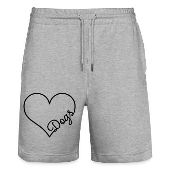 I love Dogs - Stanley/Stella Trainer Unisex Organic Jogging Shorts - heather grey - Front - Nik (191cm) & Marisol (170cm)