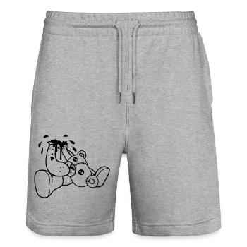 tête décapitée gouttes ours sang spatter polaire d - Short de jogging bio TRAINER Stanley/Stella unisexe - gris chiné - Devant - Nik (191cm) & Marisol (170cm)