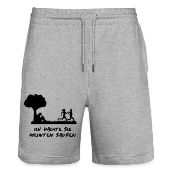 ich dachte sie meinten saufen - Stanley/Stella Unisex Bio Joggingshorts Trainer  - Grau meliert - Vorne - Nik (191cm) & Marisol (170cm)