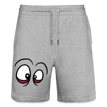 eye dark circles look see distorted face eyes - Stanley/Stella Trainer Unisex Organic Jogging Shorts - heather grey - Front - Nik (191cm) & Marisol (170cm)