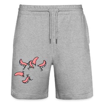 Les tentacules de calmar de pieuvre monstre se libèrent - Short de jogging bio TRAINER Stanley/Stella unisexe - gris chiné - Devant - Nik (191cm) & Marisol (170cm)