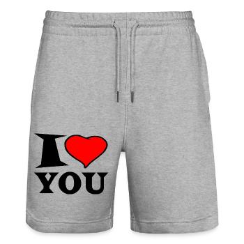 I love you - Short de jogging bio TRAINER Stanley/Stella unisexe - gris chiné - Devant - Nik (191cm) & Marisol (170cm)