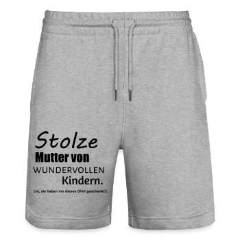 stolze mutter - Stanley/Stella Unisex Bio Joggingshorts Trainer  - Grau meliert - Vorne - Nik (191cm) & Marisol (170cm)