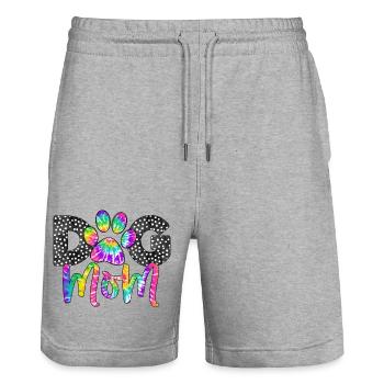Maman de chien - Short de jogging bio TRAINER Stanley/Stella unisexe - gris chiné - Devant - Nik (191cm) & Marisol (170cm)