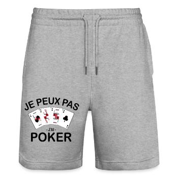 Je Peux Pas J'ai Poker - Short de jogging bio TRAINER Stanley/Stella unisexe - gris chiné - Devant - Nik (191cm) & Marisol (170cm)
