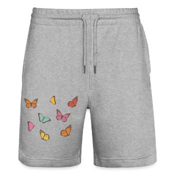 Butterfly - Stanley/Stella Trainer Unisex Organic Jogging Shorts - heather grey - Front - Nik (191cm) & Marisol (170cm)