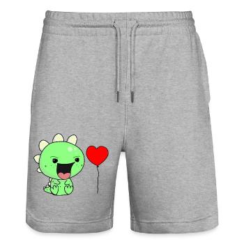 Cris enfant enfants bébé Dino - Short de jogging bio TRAINER Stanley/Stella unisexe - gris chiné - Devant - Nik (191cm) & Marisol (170cm)