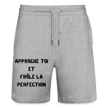 APPROCHE TOI ET FRÔLE LA PERFECTION - Short de jogging bio TRAINER Stanley/Stella unisexe - gris chiné - Devant - Nik (191cm) & Marisol (170cm)