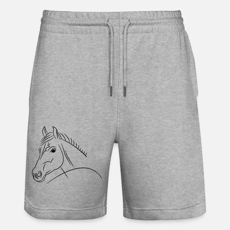 Pferdekopf-Illustration - Stanley/Stella Unisex Bio Joggingshorts Trainer  - Grau meliert