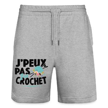 Je Peux Pas J'ai Crochet Cadeau Couture - Short de jogging bio TRAINER Stanley/Stella unisexe - gris chiné - Devant - Nik (191cm) & Marisol (170cm)