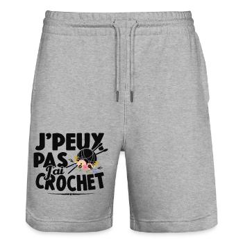 Je Peux Pas J'ai Crochet Cadeau Couture - Short de jogging bio TRAINER Stanley/Stella unisexe - gris chiné - Devant - Nik (191cm) & Marisol (170cm)