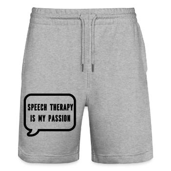 Speech therapist Speech therapist Speech therapist Speech therapist - Stanley/Stella Trainer Unisex Organic Jogging Shorts - heather grey - Front - Nik (191cm) & Marisol (170cm)
