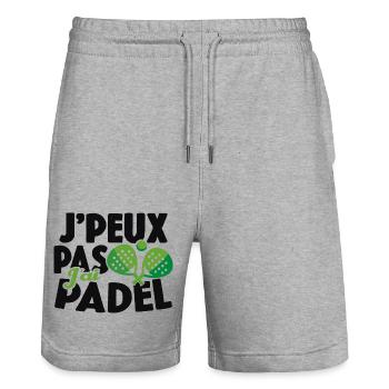 Je Peux Pas J'ai Padel Cadeau Sport Tennis - Short de jogging bio TRAINER Stanley/Stella unisexe - gris chiné - Devant - Nik (191cm) & Marisol (170cm)