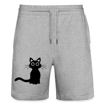 Mignon chat noir - Short de jogging bio TRAINER Stanley/Stella unisexe - gris chiné - Devant - Nik (191cm) & Marisol (170cm)