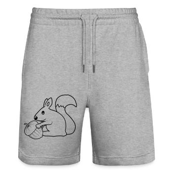 Happy Squirrel Acorn - Stanley/Stella Trainer Unisex Organic Jogging Shorts - heather grey - Front - Nik (191cm) & Marisol (170cm)
