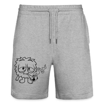 Monstre fumant mignon - Short de jogging bio TRAINER Stanley/Stella unisexe - gris chiné - Devant - Nik (191cm) & Marisol (170cm)