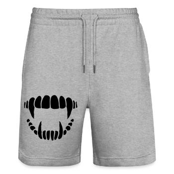 Conception de dents de vampire - Short de jogging bio TRAINER Stanley/Stella unisexe - gris chiné - Devant - Nik (191cm) & Marisol (170cm)