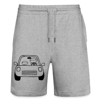 Papa Kind Auto - Stanley/Stella Unisex Bio Joggingshorts Trainer  - Grau meliert - Vorne - Nik (191cm) & Marisol (170cm)
