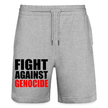 Fight against genocide - Stanley/Stella Unisex Bio Joggingshorts Trainer  - Grau meliert - Vorne - Nik (191cm) & Marisol (170cm)
