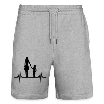 Son Mama Puls - Stanley/Stella Trainer Unisex Organic Jogging Shorts - heather grey - Front - Nik (191cm) & Marisol (170cm)