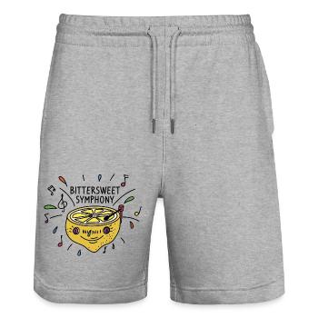 Zitrone / Musik / Plattenspieler / DJ / Noten - Stanley/Stella Unisex Bio Joggingshorts Trainer  - Grau meliert - Vorne - Nik (191cm) & Marisol (170cm)