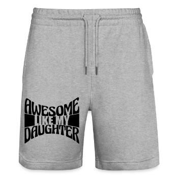 Awesome Like My Daughter - Stanley/Stella Trainer Unisex Organic Jogging Shorts - heather grey - Front - Nik (191cm) & Marisol (170cm)