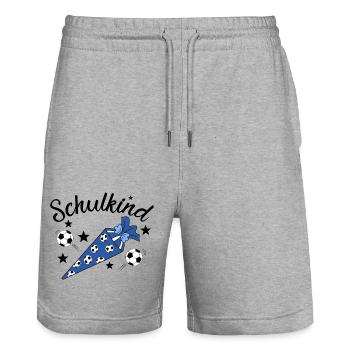 Schulkind Fußball Schulanfang - Stanley/Stella Unisex Bio Joggingshorts Trainer  - Grau meliert - Vorne - Nik (191cm) & Marisol (170cm)