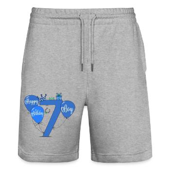 7 Geburtstag Boy Luftballon - Stanley/Stella Unisex Bio Joggingshorts Trainer  - Grau meliert - Vorne - Nik (191cm) & Marisol (170cm)