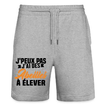Je Peux Pas J'ai Des Abeilles À Élever - Short de jogging bio TRAINER Stanley/Stella unisexe - gris chiné - Devant - Nik (191cm) & Marisol (170cm)