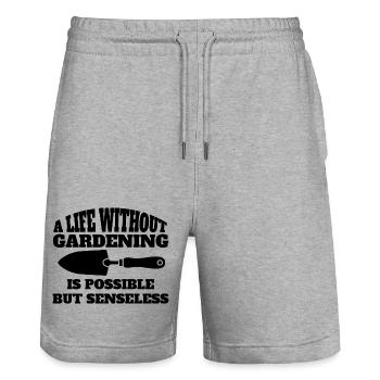 Garten Geschenk Obstgarten Gärtner Hobbygärtner - Stanley/Stella Unisex Bio Joggingshorts Trainer  - Grau meliert - Vorne - Nik (191cm) & Marisol (170cm)
