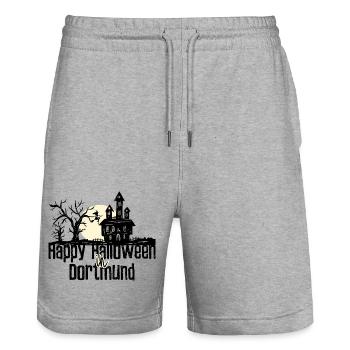 Happy Halloween in Dortmund Stadtnamen Design - Stanley/Stella Unisex Bio Joggingshorts Trainer  - Grau meliert - Vorne - Nik (191cm) & Marisol (170cm)