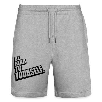 be kind to yourself - Stanley/Stella Trainer Unisex Organic Jogging Shorts - heather grey - Front - Nik (191cm) & Marisol (170cm)