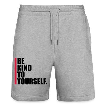 be kind to yourself - Stanley/Stella Trainer Unisex Organic Jogging Shorts - heather grey - Front - Nik (191cm) & Marisol (170cm)