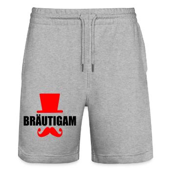 bräutigam - Stanley/Stella Unisex Bio Joggingshorts Trainer  - Grau meliert - Vorne - Nik (191cm) & Marisol (170cm)