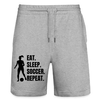 Football coach Football Footballer Football player - Stanley/Stella Trainer Unisex Organic Jogging Shorts - heather grey - Front - Nik (191cm) & Marisol (170cm)