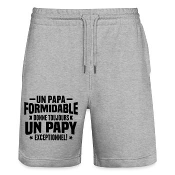 Un Papa Formidable Donne Un Papy Exceptionnel - Short de jogging bio TRAINER Stanley/Stella unisexe - gris chiné - Devant - Nik (191cm) & Marisol (170cm)