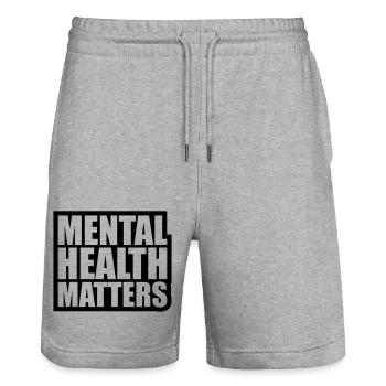 mental health matters Zitat - Stanley/Stella Unisex Bio Joggingshorts Trainer  - Grau meliert - Vorne - Nik (191cm) & Marisol (170cm)