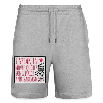 speak lyrics and sarcasm - Stanley/Stella Trainer Unisex Organic Jogging Shorts - heather grey - Front - Nik (191cm) & Marisol (170cm)