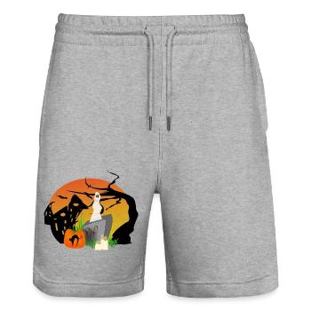 HalloweenLandschaft - Stanley/Stella Unisex Bio Joggingshorts Trainer  - Grau meliert - Vorne - Nik (191cm) & Marisol (170cm)