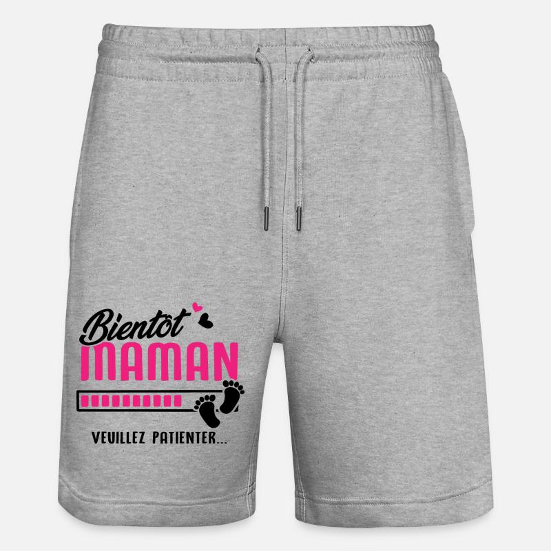 bientôt maman veuillez patienter - Short de jogging bio TRAINER Stanley/Stella unisexe - gris chiné