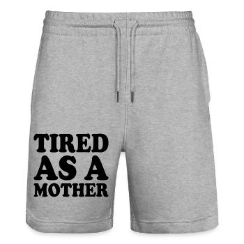 Tired as a mother - Stanley/Stella Unisex Bio Joggingshorts Trainer  - Grau meliert - Vorne - Nik (191cm) & Marisol (170cm)