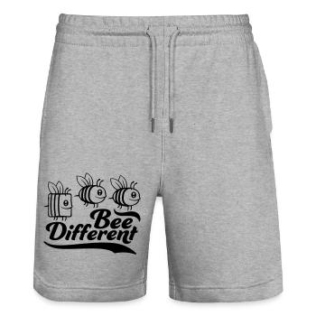 bee different Spruch Zitat - Stanley/Stella Unisex Bio Joggingshorts Trainer  - Grau meliert - Vorne - Nik (191cm) & Marisol (170cm)