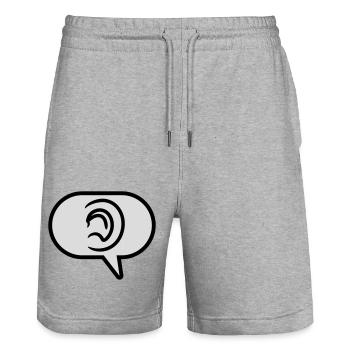 Entendre une bulle de discours de symbole simple - Short de jogging bio TRAINER Stanley/Stella unisexe - gris chiné - Devant - Nik (191cm) & Marisol (170cm)