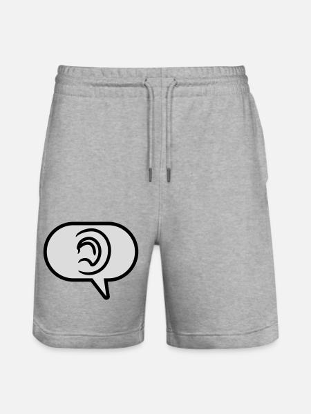 Hear Simple Symbol Speech Bubble - Stanley/Stella Trainer Unisex Organic Jogging Shorts - heather grey