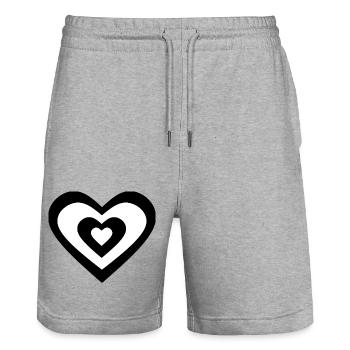 Pixel Heart Schwarzes Herz Geschenk - Stanley/Stella Unisex Bio Joggingshorts Trainer  - Grau meliert - Vorne - Nik (191cm) & Marisol (170cm)