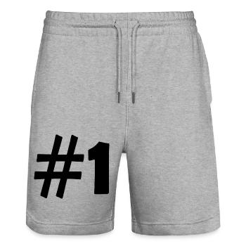#1 - Stanley/Stella Trainer Unisex Organic Jogging Shorts - heather grey - Front - Nik (191cm) & Marisol (170cm)