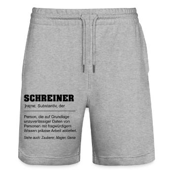 Lustige Definition Beruf Schreiner - Stanley/Stella Unisex Bio Joggingshorts Trainer  - Grau meliert - Vorne - Nik (191cm) & Marisol (170cm)