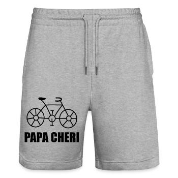 FÊTE DES PÈRES. BONNE FÊTE PAPA. PAPA. BONNE FÊTE - Short de jogging bio TRAINER Stanley/Stella unisexe - gris chiné - Devant - Nik (191cm) & Marisol (170cm)