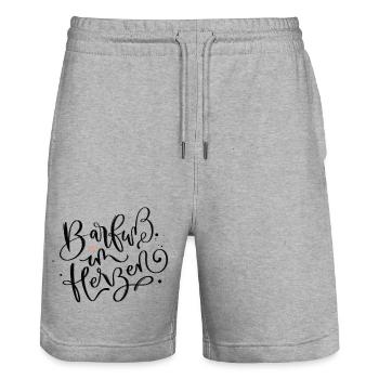 Barfuß im Herzen - Stanley/Stella Unisex Bio Joggingshorts Trainer  - Grau meliert - Vorne - Nik (191cm) & Marisol (170cm)